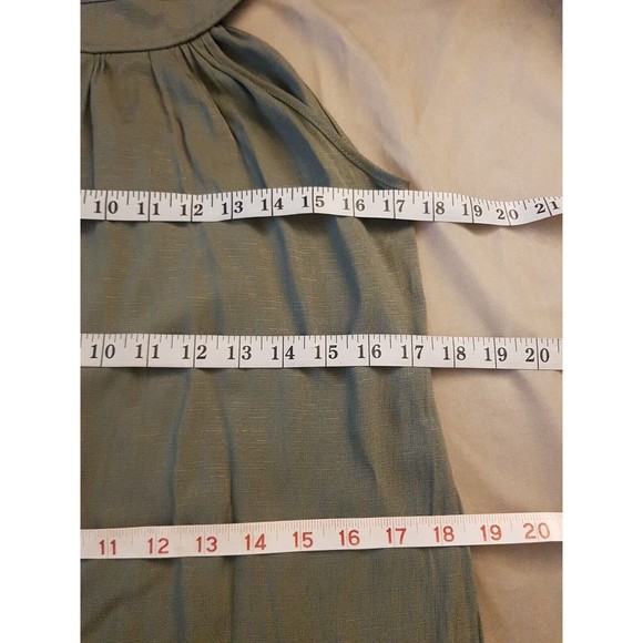 Womens Green Trapeze Dress High Mock Neckline Sleeveless Pleated Mini Sz  Small - Picture 11 of 12